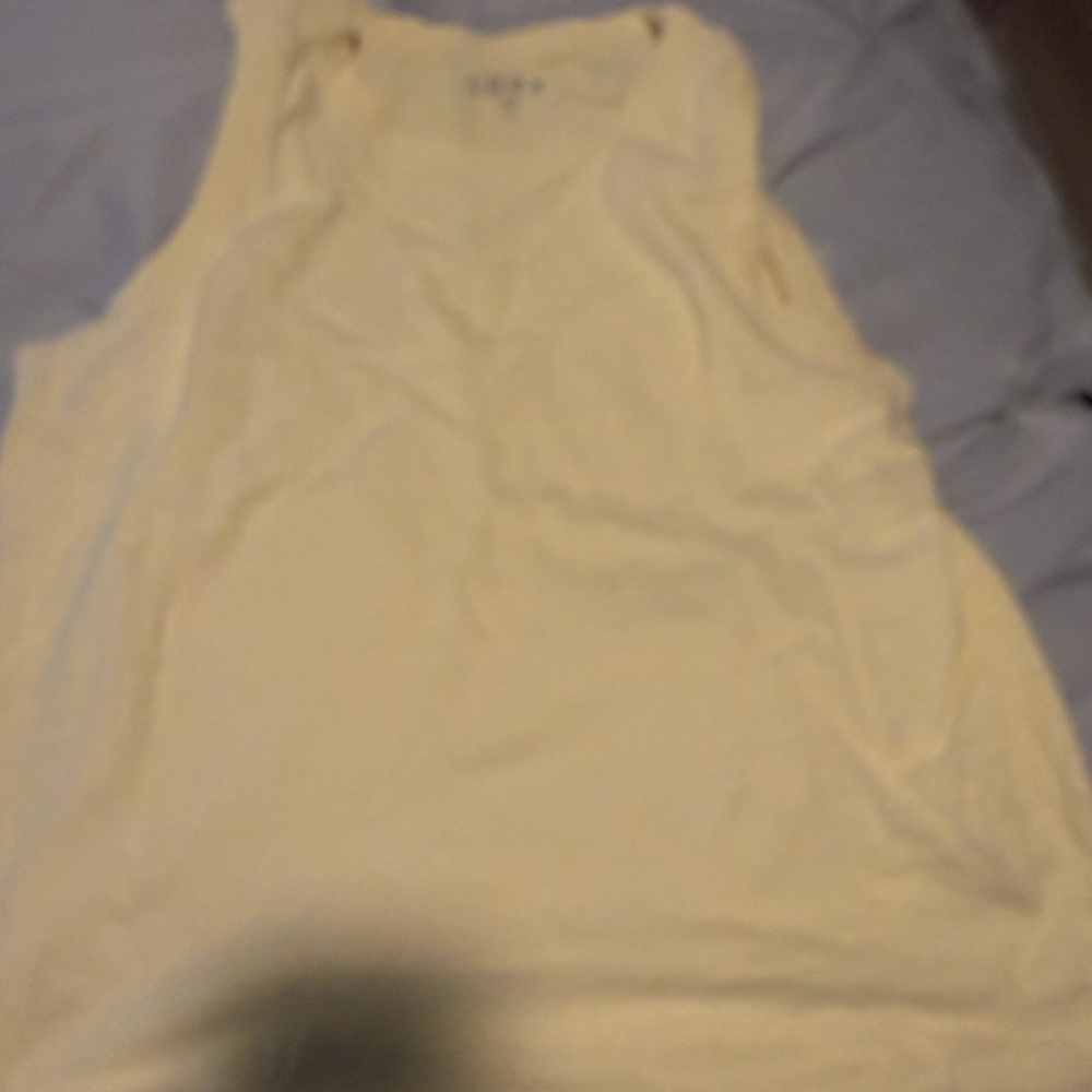 LOFT Soft yellow ribbed tank.  92% cotton 8% spandex.